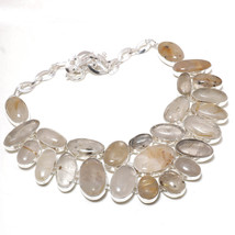 Golden Rutile Gemstone Handmade Anniversary Gift Necklace Jewelry 18&quot; SA 4689 - £11.87 GBP