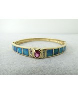 14k Bracelet Pink Sapphire 6 Diamonds 7.5&quot; Yellow Gold 34.28g Inlaid Bol... - $60,213.74 MXN