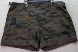 Sanctuary Shorts Women Size 31 Green Camo Print Cotton Pockets Adjustable Waist - £17.81 GBP
