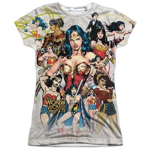 Wonder Woman 75th Collage Women&#39;s Sublimated Front and Back T-Shirt  - £35.54 GBP+