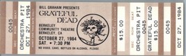 Grateful Dead Mail Away Untorn Ticket Stub October 27 1984 Berkeley Cali... - £50.25 GBP