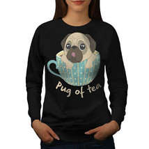 Wellcoda Pug Mug Of Tea Womens Sweatshirt, Cute Dog Casual Pullover Jumper - £22.64 GBP+