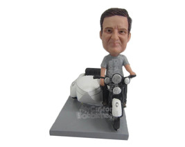 Custom Bobblehead Dude In T-Shirt Driving A Sidecar Motorcycle - Motor Vehicles  - £78.69 GBP