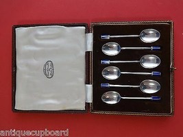 A.J. Bailey English Sterling Silver Demitasse Set 6pc In Fitted Box w/Enamel - £402.80 GBP