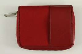 Modern Designer Wallet ANNE KLEIN Red Leather &amp; Fabric Snap Bifold - £10.26 GBP