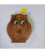 Vintage Wooden Owl Plaque w/ 2 Hooks Wall Hanging Rustic Country Farmhouse - $272.80 MXN