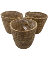 Seagrass Baskets Planters Set 3 Plastic Lined Indoor Outdoor Plants Pots... - £14.04 GBP