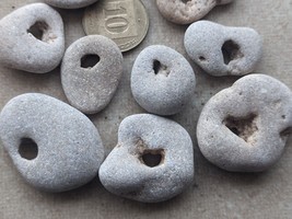 10 small Medium Beach Natural Pebbles Stone Rock with holes WOW from Isr... - $4.72