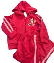 Y2K Disney Minnie Mouse Baby Girl Pink Track Suit Jacket Pants Set 12 Mo... - $18.99