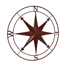 Scratch &amp; Dent Compass Rose Lightly Distressed Metal Wall Hanging - £47.46 GBP