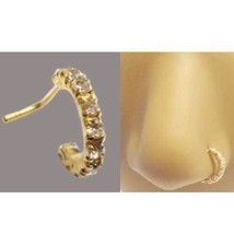 18K Gold Silver L Shape Nose Ring Stud Hoop Lab-Created Moissanite 20g D... - £18.37 GBP