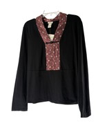 J.Jill Womens Black &amp; Red Long Sleeve Stretch Top M NWT - $33.66 CAD