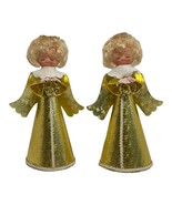 Vintage Angel Figure Paper Doll Christmas Tree Topper Gold Dress Mid Cen... - $38.82 CAD