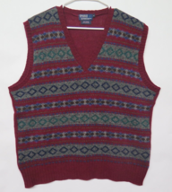 Vtg Polo Ralph Lauren Fair Isle Wool V-Neck Mens Sz L Sweater Vest Great Britain - £64.27 GBP