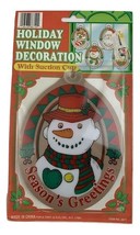  Snowman Holiday Window Decoration With Suction Cup Season&#39;s Greetings - £7.36 GBP