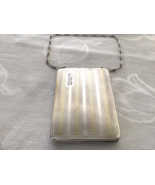 Sterling Silver Compact Yellow Gold Filled Striped With Push Button Coin... - $2,755.01 MXN