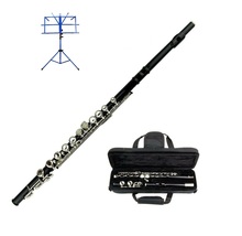 Merano Black Flute 16 Hole, Key of C with Carrying Case+Music Stand+Acce... - £79.82 GBP