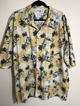 Columbia Men&#39;s 2XL Hawaiian Shirt Yellow Palm Print Short Sleeve Button Up - £10.71 GBP