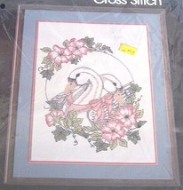 Golden Bee Swans and Flowers Stamped Cross Stitch Kit #20374 - £8.77 GBP