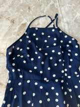 SHEIN Navy white  dots Lace Up mini dress Ruffle Hem Size XS - $10.69