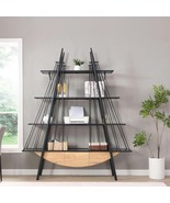 Sailboat Bookshelf, Industrial 4-Tier Storage Shelf w/Drawer, Wood Metal - $5,602.08 MXN