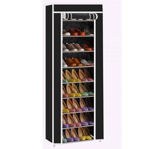 9 Tier Shoe Rack Shelf Free Standing Cabinet Storage W/ Cover - £34.36 GBP