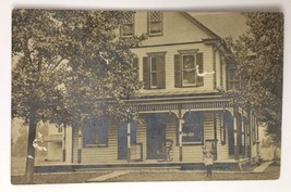 1916 RPPC Large House Wrap Around Porch Toddler Girl Standing in Front AZO - £7.57 GBP