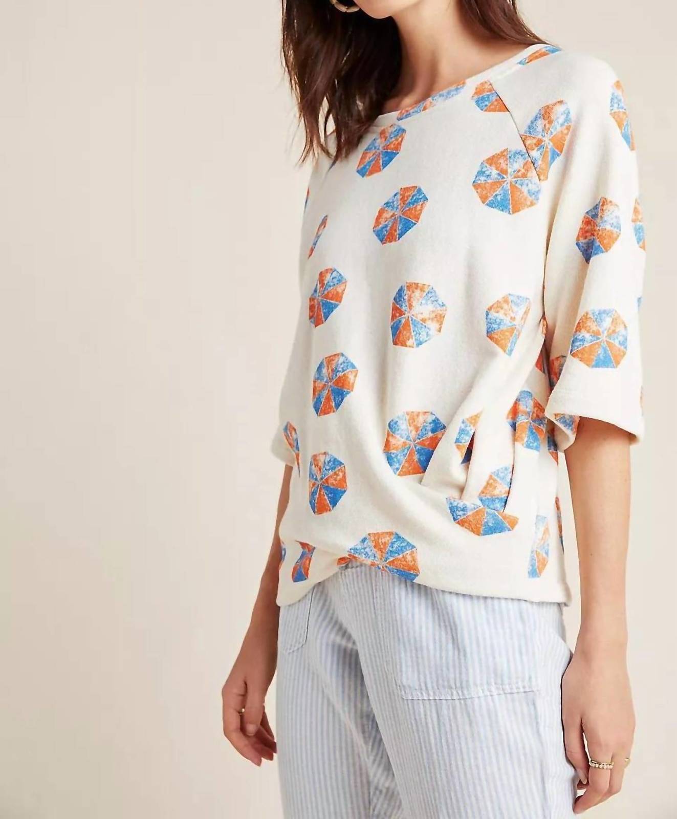 Eva Franco beach umbrella pullover in Ivory
