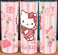 Hello Kitty Floral Stripes with Lace Coffee Cup Pink Tumbler Cup Mug 20oz - £15.94 GBP