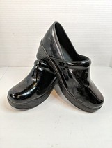 Lands End Women&#39;s Black Patent Leather Clog Shoe Casual Work Formal Slip... - $28.04