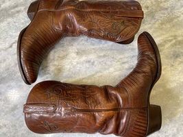 Lucchese handmade exotic Teju lizard cowboy boots men’s size 8 D tobacco brown image 5
