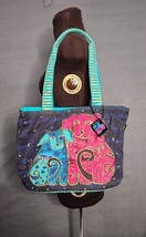 Laurel Burch Blossoming Puppy Teal Fuschia Large Tote Inside Pockets HandBag NWT - £28.02 GBP