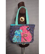 Laurel Burch Blossoming Puppy Teal Fuschia Large Tote Inside Pockets Han... - $34.95