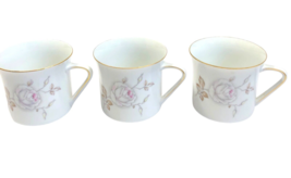 3 Johann Haviland Sweetheart Rose Coffee Tea Cup Gold Trim Vintage Discontinued - $25.24