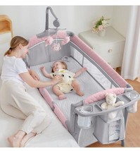 ADOVEL Baby Bassinet Bedside Crib, Pack and Play with Mattress, Diaper... - $189.99