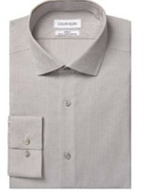 MSRP $80 Calvin Klein Men&#39;s Dress Shirt Non Slim Fit Check Taupe Size XL... - £26.73 GBP