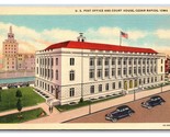 Post Office Land Court House Cedar Rapids Iowa IA UNP Linen Postcard F21 - £2.33 GBP