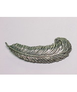 BEAU STERLING Vintage Textured FEATHER QUILL BROOCH Pin - 2 inches - £38.15 GBP