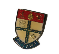 OTTAWA SHIELD CREST COAT OF ARMS LAPEL PINBACK PIN METAL ENAMEL COLLECTIBLE - $90.77 MXN