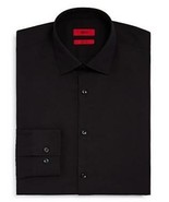 Hugo Boss Men&#39;s Jenno Slim Fit All Cotton Black Solid Dress Shirt-17.5 3... - $1,034.95 MXN