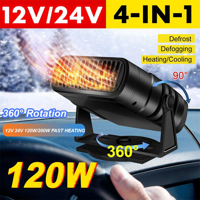 200W 12/24V 2 In 1 Car Heater Windshield Fast Heating Fans Defrost Defog... - $24.07