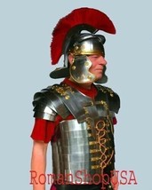 Medieval Centurion Helmet & Armor 18G Steel Roman Lorica Segmentata LARP Costume - £194.88 GBP