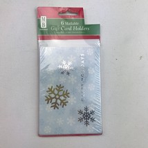 Merry Brite Happy Holiday Gift Card Holders Blue White Snowflake Christmas - £7.98 GBP