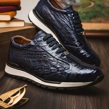 Marco Di Milano genuine caiman crocodile fashion sneaker Alonzo Navy image 6