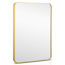 Metal Framed Bathroom Mirror with Rounded Corners-Golden - Color: Golden - $106.27