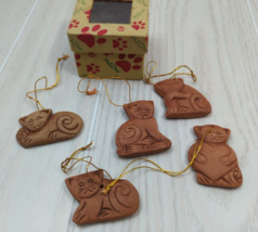 Ten Thousand Villages terra cotta 5 mini cat ornaments artisan made hand... - $6.92