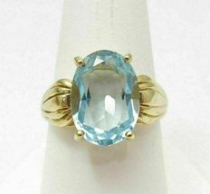 14K Yellow Gold Over 3.00 Ct Oval Aquamarine Women&#39;s Solitaire Engagement Ring - £81.59 GBP