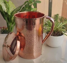 Pure Copper Jug/Pitcher With Diamond Hammered Beeding Design, Drinkware &amp; Storag - £46.32 GBP