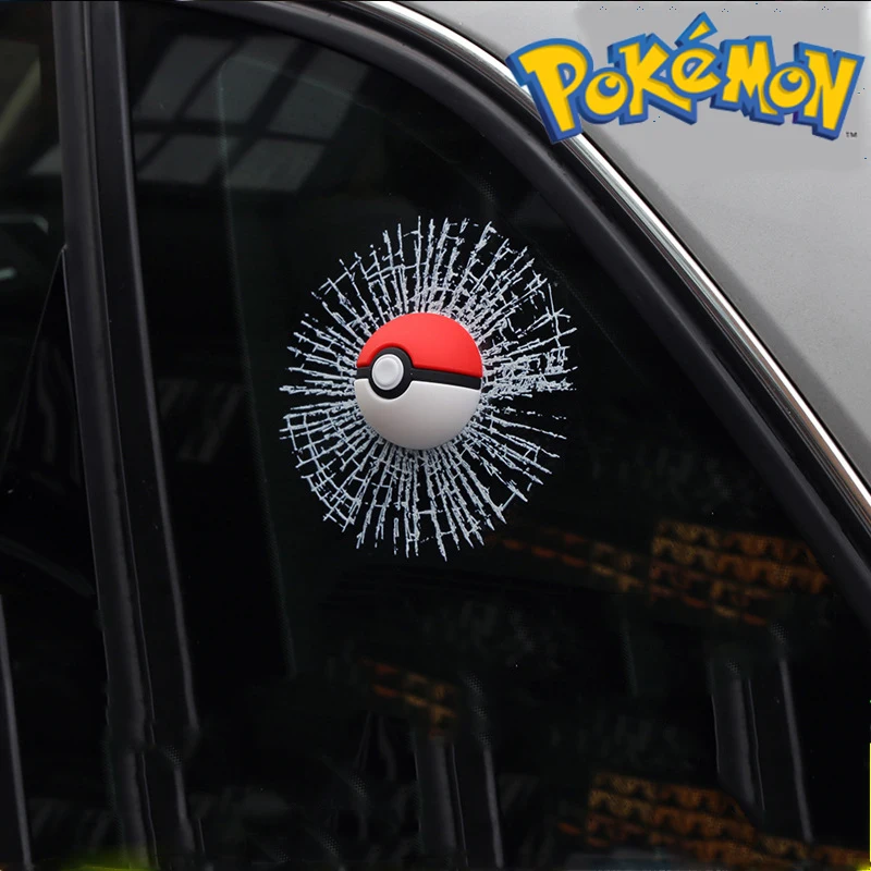 Eative 3d three dimensional pokeball broken glass effect easy to tear car stickers body thumb200