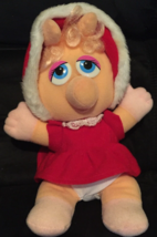 vintage 80&#39;s Miss Piggy plush teddy bear &quot;baby&quot; red Christmas dress &amp; hat 1987 - £10.52 GBP